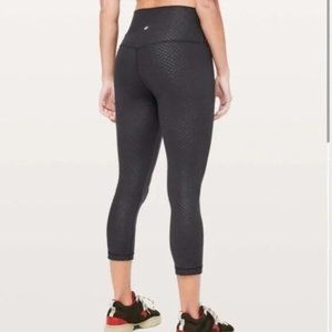 Lululemon Athletica Align Crop Leggings Monochromic Black Emboss